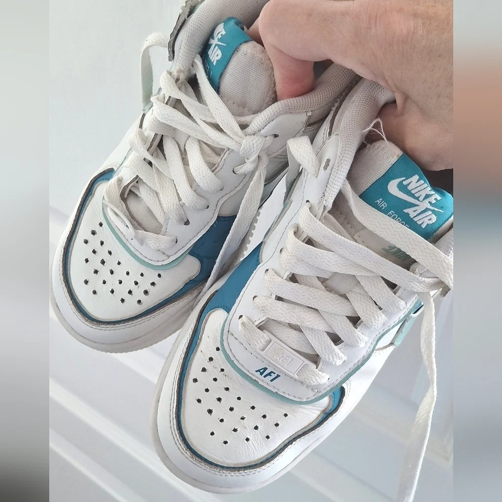 Nike Air Force 1 Shadow ‘White Industrial Blue Teal’ DZ1847-101  Size 6 Kids